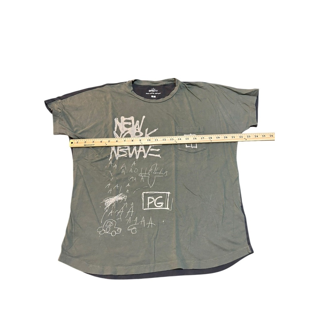 Uniqlo SPRZ NY Jean-Michel Basquiat Graphic T Shirt Mens Small Olive Gray Art - Picture 5 of 5